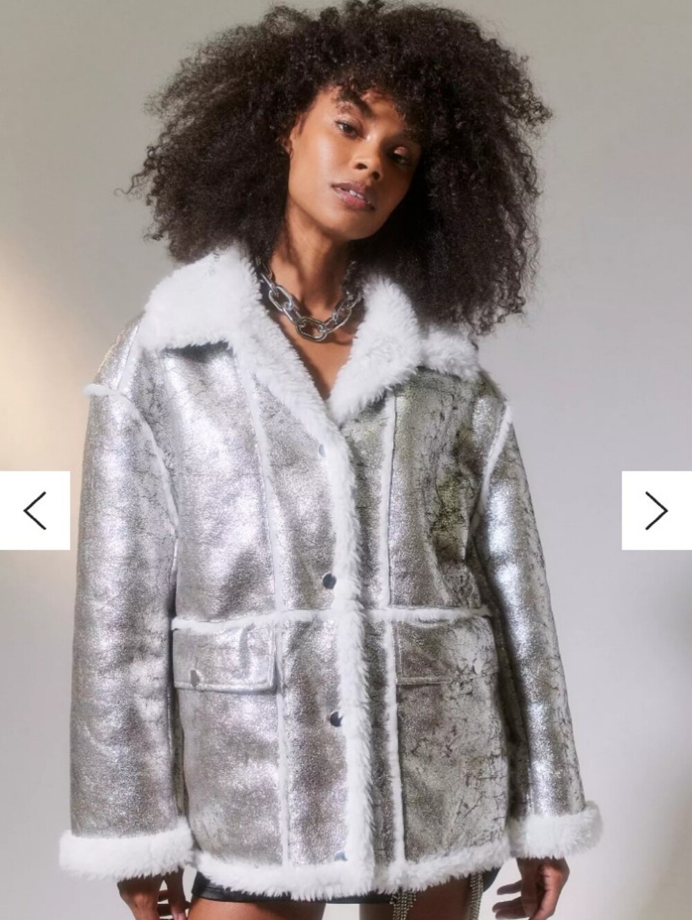 Urban Outfitters Silver Leigh Oversized Faux Suede Fleece Jacket Size Medium